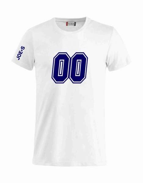 T-Shirt Nummer 00, weiß-blau